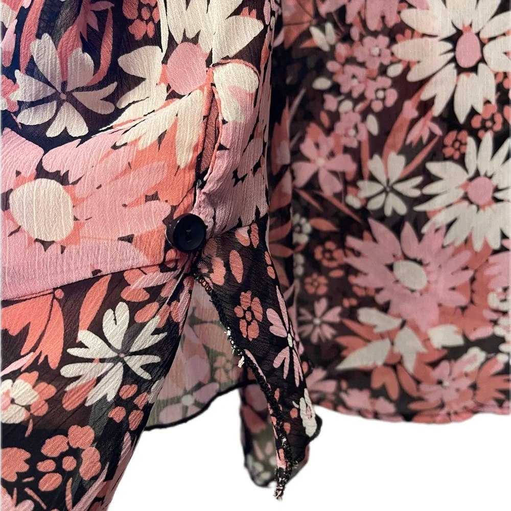 Elementz Pink and White Notched Collar Blouse - Picture 5 of 7